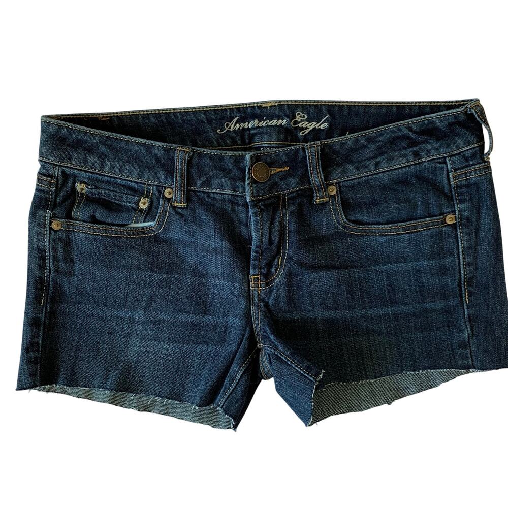 American Eagle Outfitters Womens Sz 8 Bark Blue Cut Off Denim Shorts Stretch